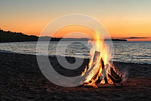 Beach Bonfire at Sunset photo