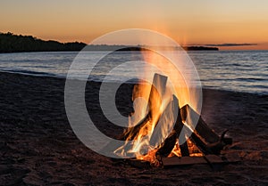 Beach Bonfire at Sunset photo