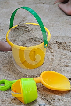 Beach bucket and spades