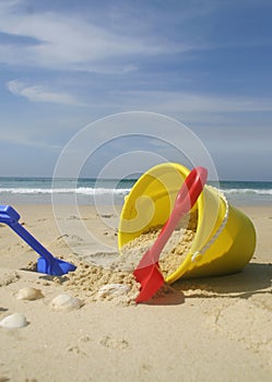 Beach bucket and spades