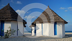 Beach bungalows in a touristic resort. Djerba, Tunisia