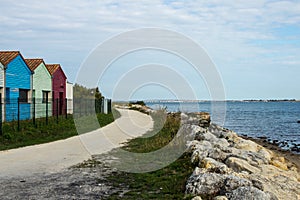 Beach cabins along the Atlantic Ocean, Ronce-les-Bains, France