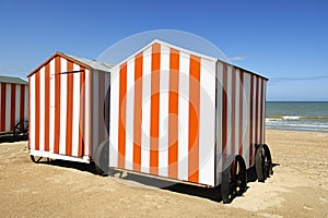 Beach cabins at the Northsea, Belgium