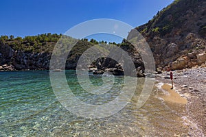 Beach of cala d`en Serra in Ibiza Spain