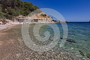 Beach of cala d`en Serra in Ibiza Spain