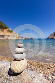 Beach of cala d`en Serra in Ibiza Spain