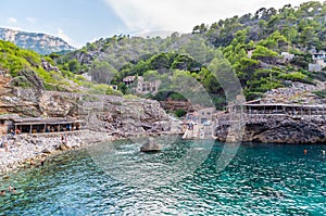 Beach Cala Deia at coast of Mallorca, Baleares, Spain