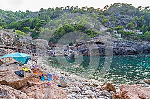 Beach Cala Deia at coast of Mallorca, Baleares, Spain