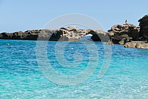 Beach in Cala Gonone, Orosei Gulf, Sardinia, Italy