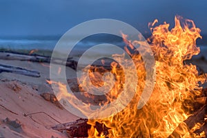 Beach campfire