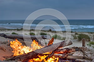 Beach campfire