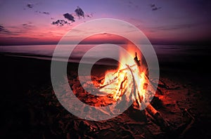 Beach Campfire on Lake Superior photo