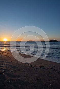 The beach of Carboneras in almeria at sunrise