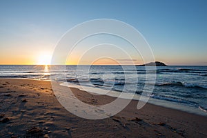 The beach of Carboneras in almeria at sunrise