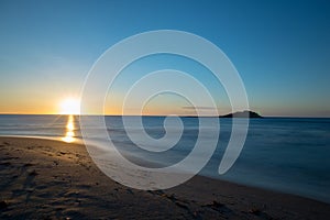 The beach of Carboneras in almeria at sunrise