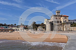 The Beach and castle of Estoril, Portugal
