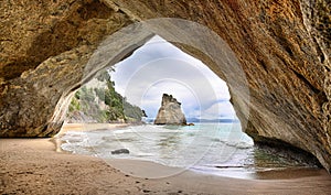 Beach at Cathedral Cove, New Zealand