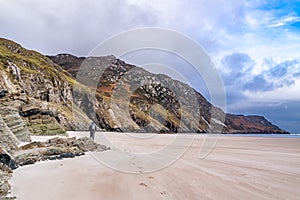 The beach and caves at Maghera Beach near Ardara, County Donegal - Ireland.