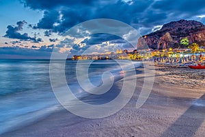 The beach Cefalu at the north coast of Sicily