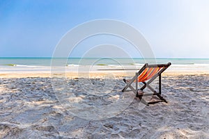 à¸ºBeach chair on the beach with beautiful landscape at Hua Hin Prachuap Khiri Khan