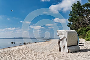 beach chair on beautiful baltic sea beach