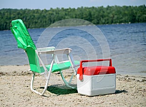 Beach chair and cooler
