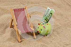 Beach chair with euro banknote