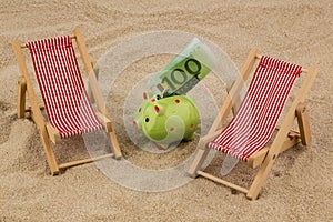 Beach chair with euro banknote