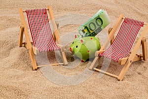 Beach chair with euro bill