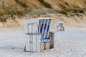 Beach chair at evening on the beach