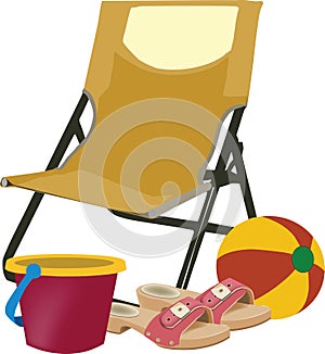 Beach chair hoofs flask and bucket photo