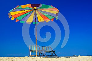 Beach chair on koh Khai island, Krabi, Thailand