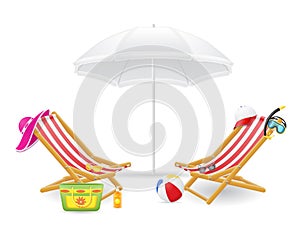 Beach chair and parasol vector illustration