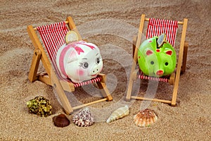 Beach chair with piggy bank