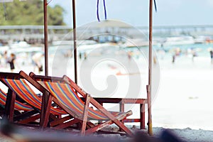 Beach chair On the sand of an island.