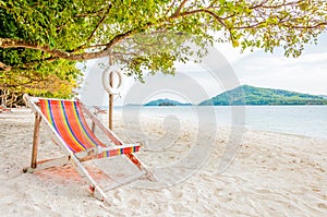 Beach chair on a sunny day at Rang Yai iland, Thailand
