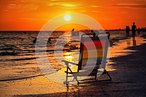 Beach Chair at Sunset.