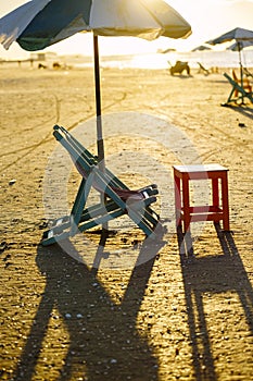 Beach chair and table, Damietta, Egypt.