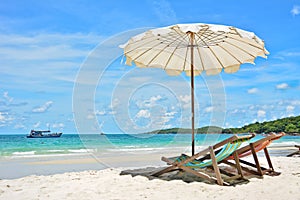 Beach chair with umbrella