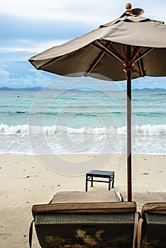 Beach chair and umbrella