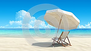 Spiaggia sedie un un ombrello sul idilliaco tropicale sabbia 