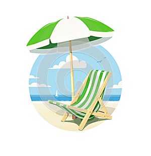 Beach chair and umbrella for summer rest