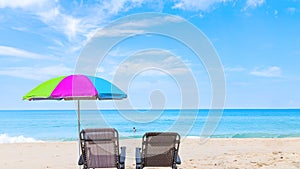 Beach chair and umbrella at Surin beach