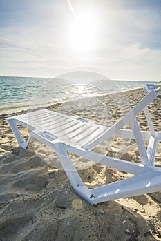 Beach chair in Varadero beach inviting to sit forever.