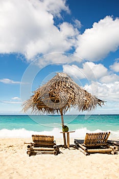 Beach chairs on beach