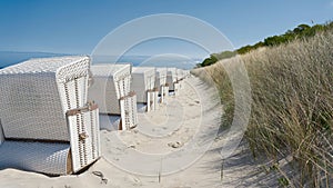 Beach chairs on the beach of Kühlungsborn on the Baltic Sea coast in Germany