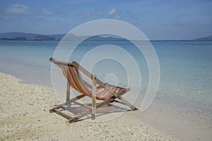 Beach chairs at beach in thailand
