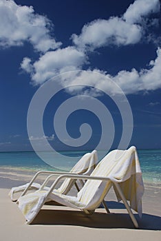 Beach chairs at Cayman Island