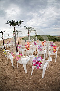 Beach chairs and decorations