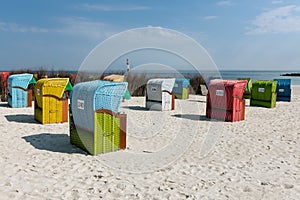 Beach chairs at Dune, German island near Helgoland